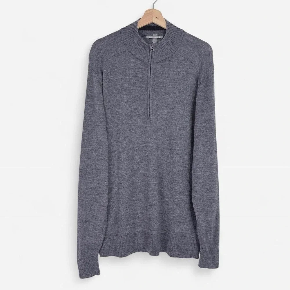 SmartWool Gray Merino Wool 1/4 Zip Knit Outdoor Base Layer Sweater Mens XL